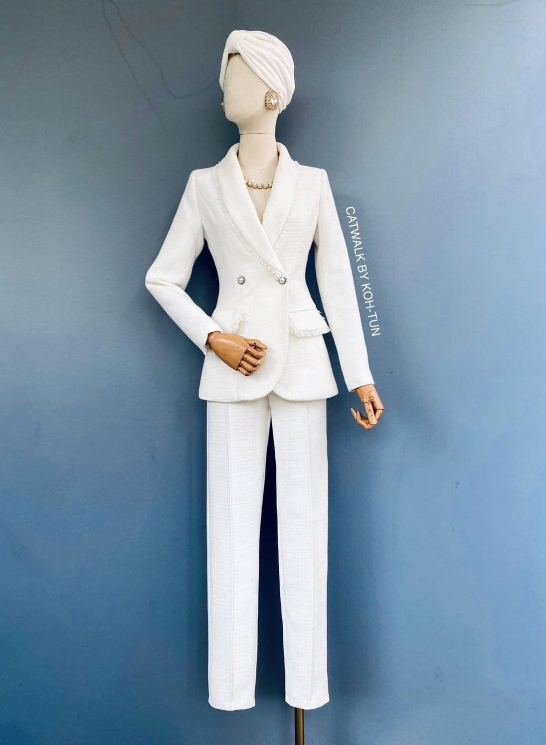 เซต BLAZER+กางเกง ขายาวผ้าทวีด ผ้าเนื้อดีมีความหรูหรา ลายทอสวย เนื้อผ้าหนานุ่มใส่สบาย สินค้าคุณภาพ (พร้อมส่ง)