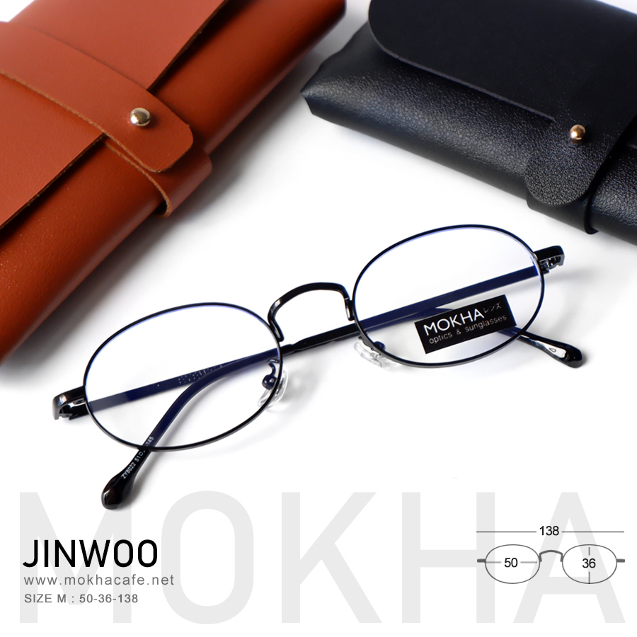 JINWOO - black กรอบโลหะ แว่นทรงกลม รีหยดน้ำ กว้าง 138 มม.(sizeM) H36 กรอบแว่น