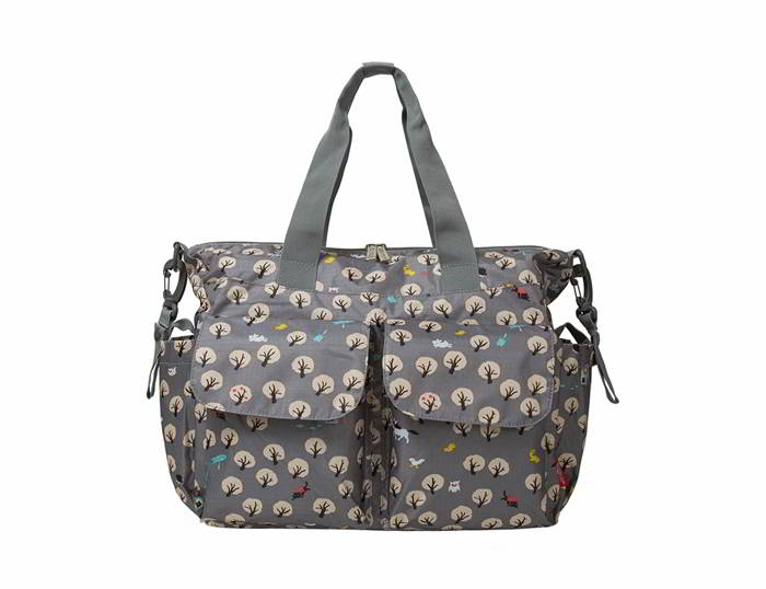 Ecosusi กระเป๋าคุณแม่ กระเป๋าสัมภาระคุณแม่ กระเป๋าแม่ลูกอ่อน แขวนรถเข็นเด็กได้ หิ้ว หรือสะพายไหล่ได้ (Grey Cute Tree)