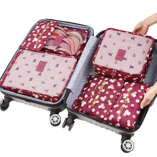 กระเป๋าจัดระเบียบเดินทาง กระเป๋าจัดระเบียบเสื้อผ้า 6 ใบ จัดกระเป๋าเดินทาง กันน้ำ ใส่เสื้อผ้า ชุดชั้นใน เครื่องสำอาง มี 5 สีให้เลือก