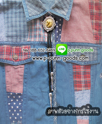 สร้อยคาวบอย โบโลไทด์ (Bolo Tie) หัวม้าสีทอง (*สายไนล่อน*)