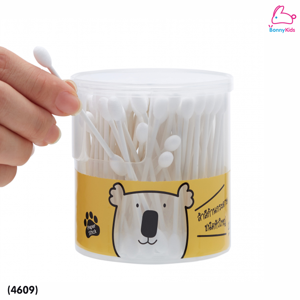 (4609) Baby Moby (เบบี้โมบี้) Big Cotton Buds คอตตอนบัต ชนิดหัวใหญ่ สำลีก้านกระดาษ (กระปุกละ 110 ก้าน)