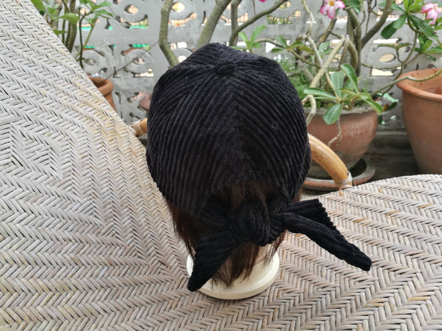 หมวกแก๊ป Discoat ผ้าลูกฟูกผูกโบว์ เก่มาก (ของใหม่)