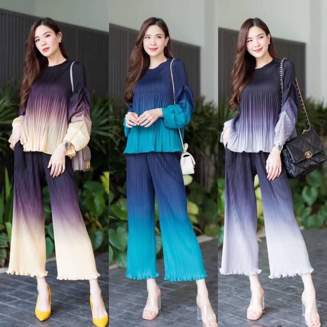 ชุดเซตผ้าอัดพลีทเนื้อดี แบบงาน Brand งานพลีท Premium สวย แพง เลอค่า สินค้าคุณภาพ (พร้อมส่ง)