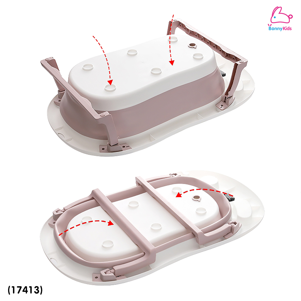 (17413) Dodolove (ดูดูเลิฟ) อ่างอาบน้ำปรับอุณหภูมิสำหรับเด็ก พับเก็บได้ มีจุกปล่อยน้ำ แถมฟรี เบาะรองอาบน้ำ