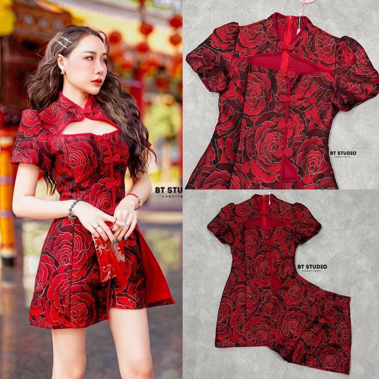 เซท 2 ชิ้น งานผ้าทอลายกุหลาบแต่ง ดิ้นทองกุหลายทอมีไล่สีสวยม๊ากกก เสื้อแขนสั้น แต่งเว้าเนินอกเล็กน้อยแต่งคอจีน ผ่าปลายเสื้อ แมทซ์กับกางเกงขาสั้น สินค้าคุณภาพ (พร้อมส่ง)