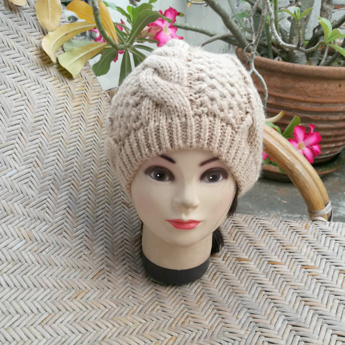 หมวกไหมพรมจุกเฟอร์กระต่ายแท้ น่ารักมากกกก