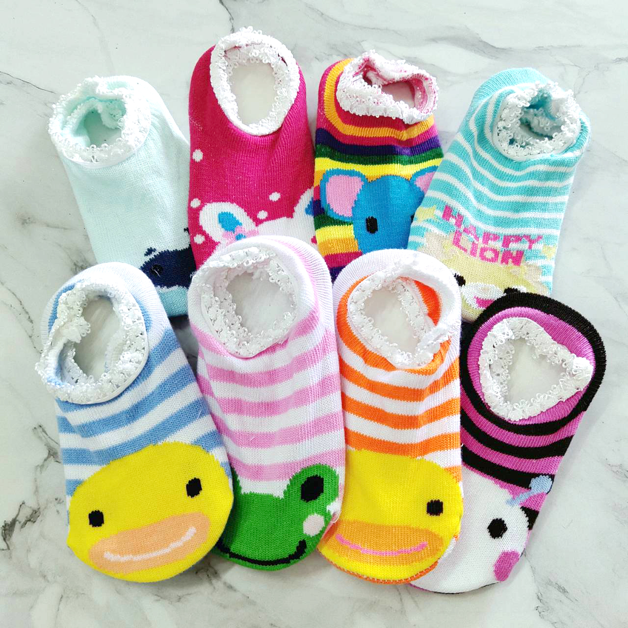 ถุงเท้าเด็กอ่อน ถุงเท้าเด็กเล็ก ถุงเท้าทารก 3-18 เดือน ชายหญิง ข้อสั้น มีกันลื่น รูปสัตว์น่ารัก