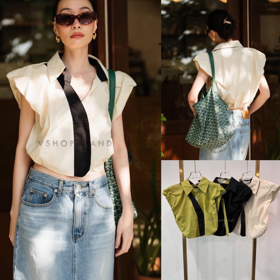 เสื้อเชิ้ตแขนกุดคอปก 2 Tone : สินค้าคุณภาพ (พร้อมส่ง)