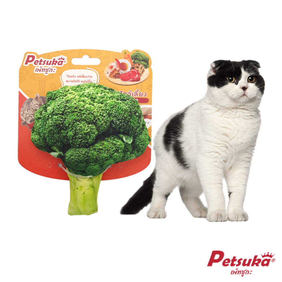 ตุ๊กตาบล็อกโคลี่นุ่มนิ่ม Petsuka ของเล่นสัตว์เลี้ยง มีเสียง