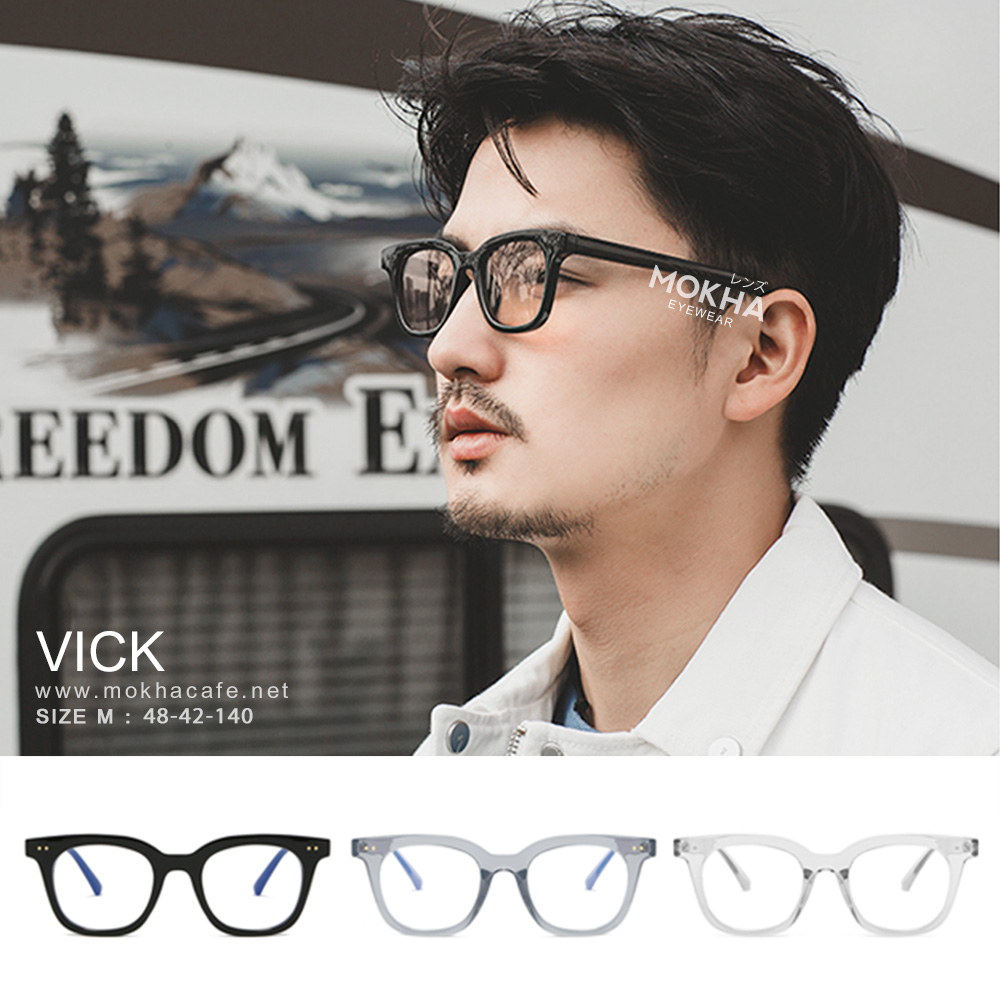 VICK - black แว่นตาทรงเหลี่ยม กรอบหนา กว้าง 140 มม.(sizeM) H42