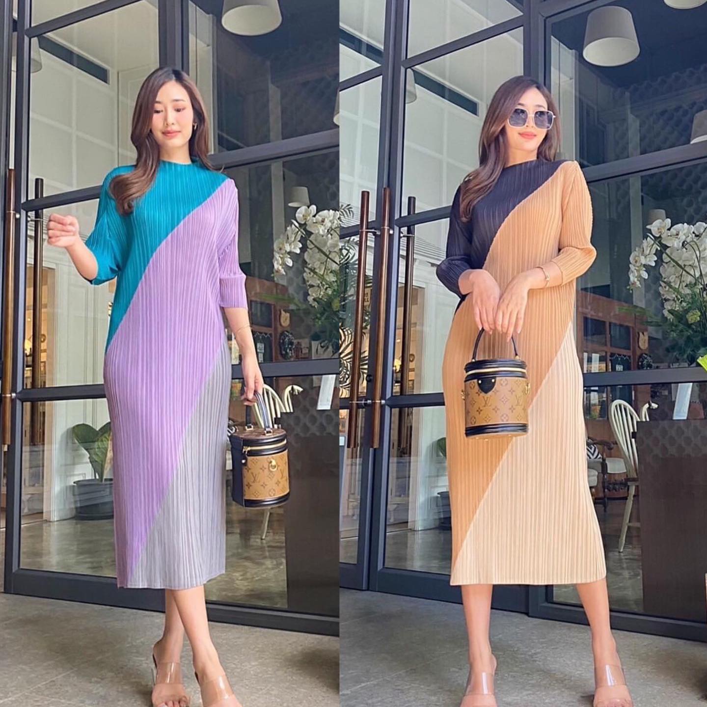 เดรสพลีทตัวยาว อัดพลีท 100% เนื้อเดียวกับงาน Brand งานเกาหลีแท้ 🇰🇷 ละเอียดสวยงาม High Quality สินค้าคุณภาพ (พร้อมส่ง)