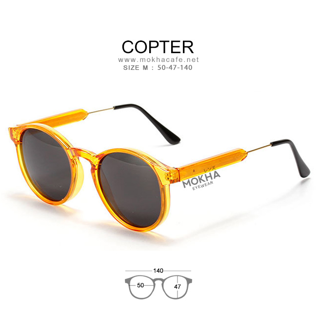 COPTER - orange แว่นตา ทรงกลม แว่นกันแดด เลนส์ UV400 protection กว้าง 140 มม. (sizeM)