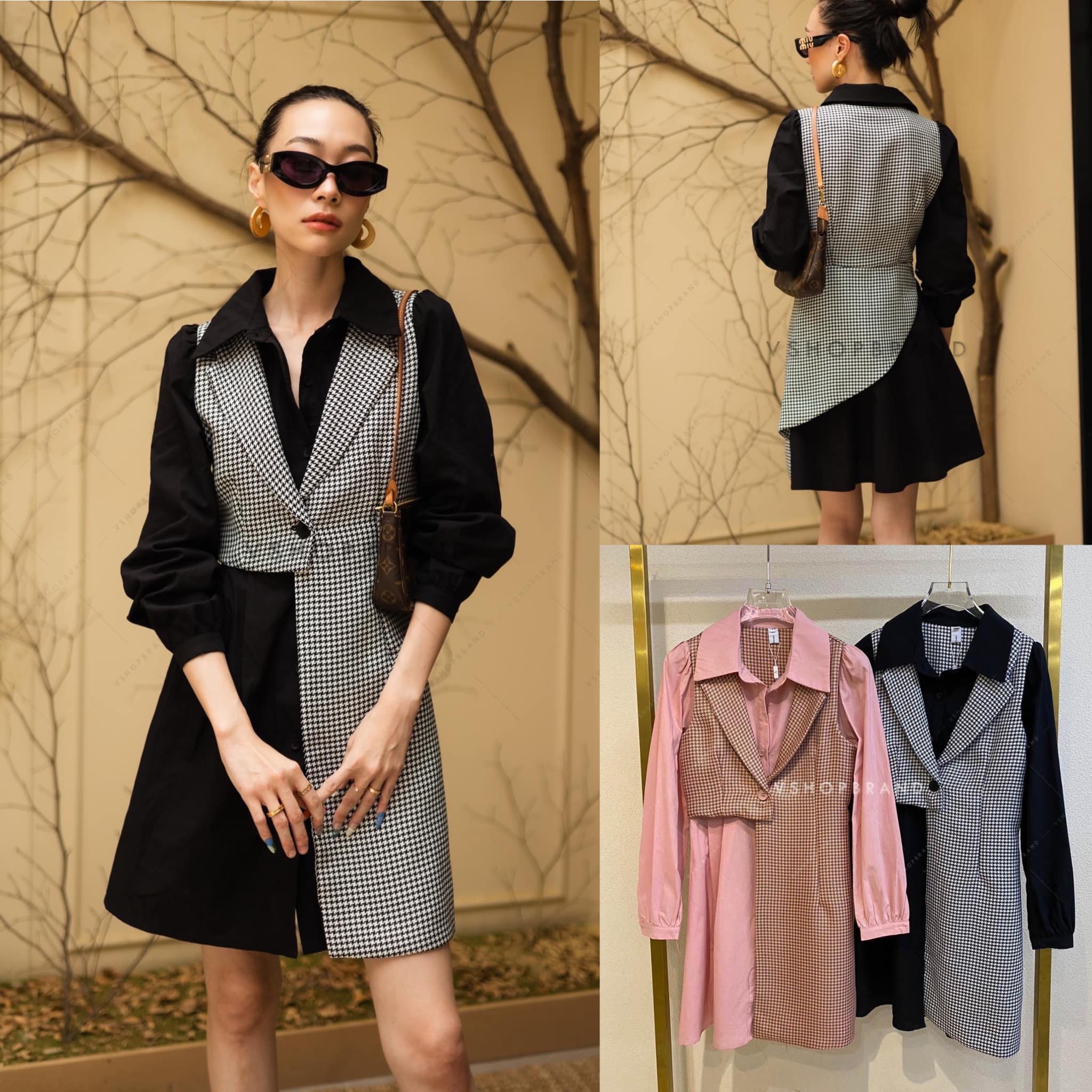 เดรสเชิ้ตกระดุมหน้าแต่งผ้าลายชิโน 👍🏻 สินค้าคุณภาพ (พร้อมส่ง)