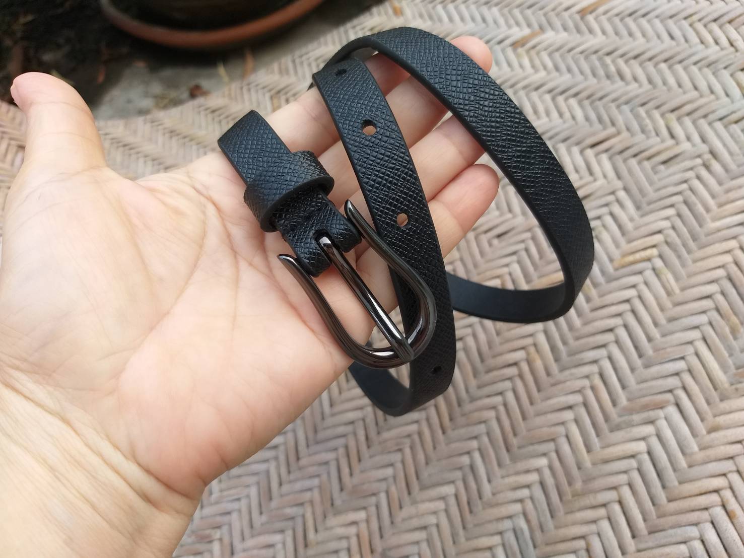 เข็มขัดหนังแท้สีดำ BUONA GIORNATA