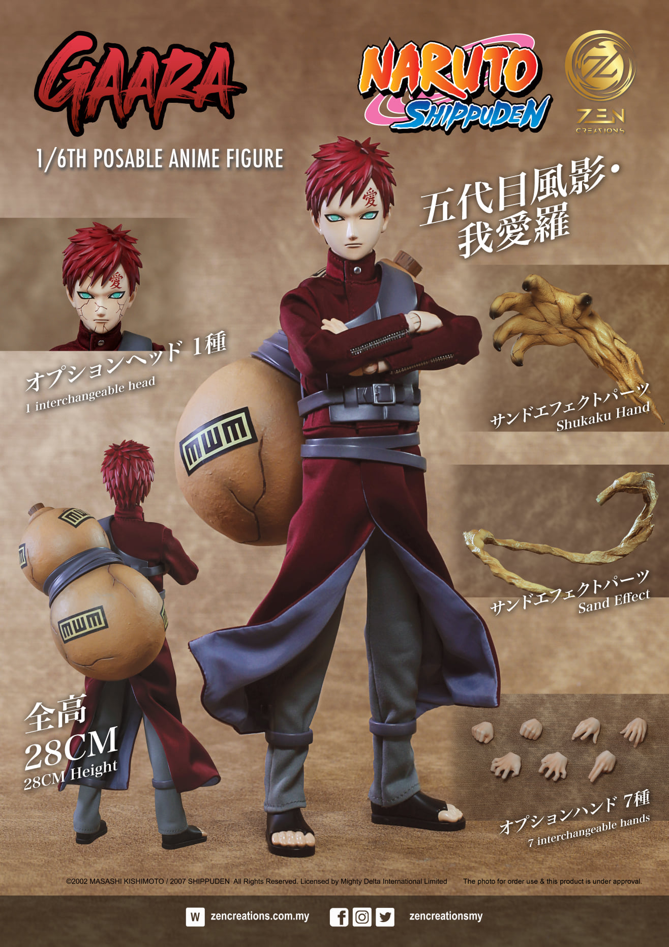 [เปิดจอง] Zen Creations*** Gaara 1/6 Posable Anime Figure