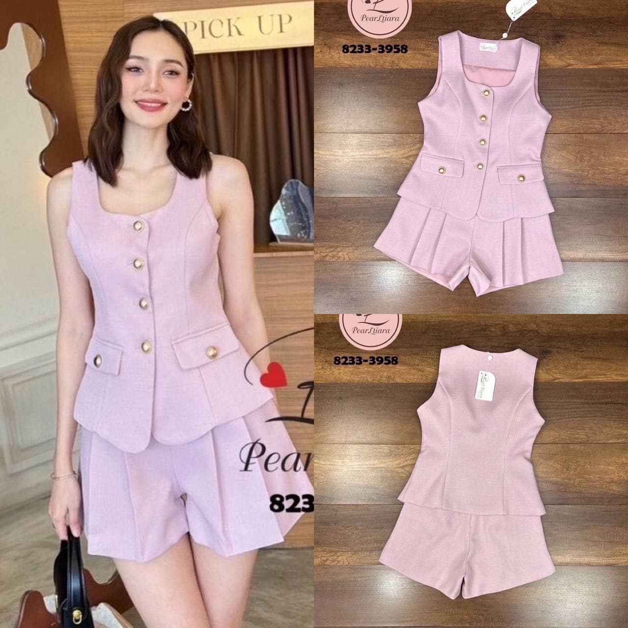 Set 2 ชิ้น เสื้อสวยหวาน +กางเกงขาสั้น ใส่สบาย : สินค้าคุณภาพ (พร้อมส่ง)