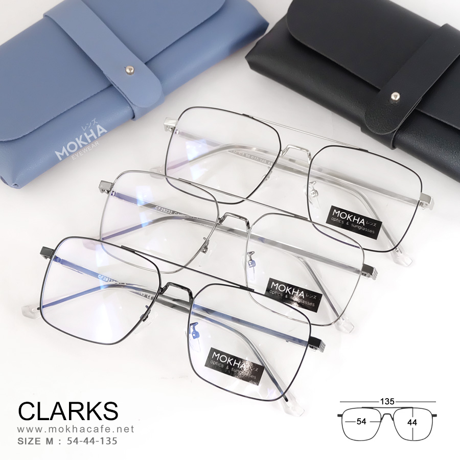 แว่นตา CLARKS -black กรอบแว่นทรงเหลี่ยม กรอบโลหะ Double Bridge กว้าง 135 มม.(sizeM) H44
