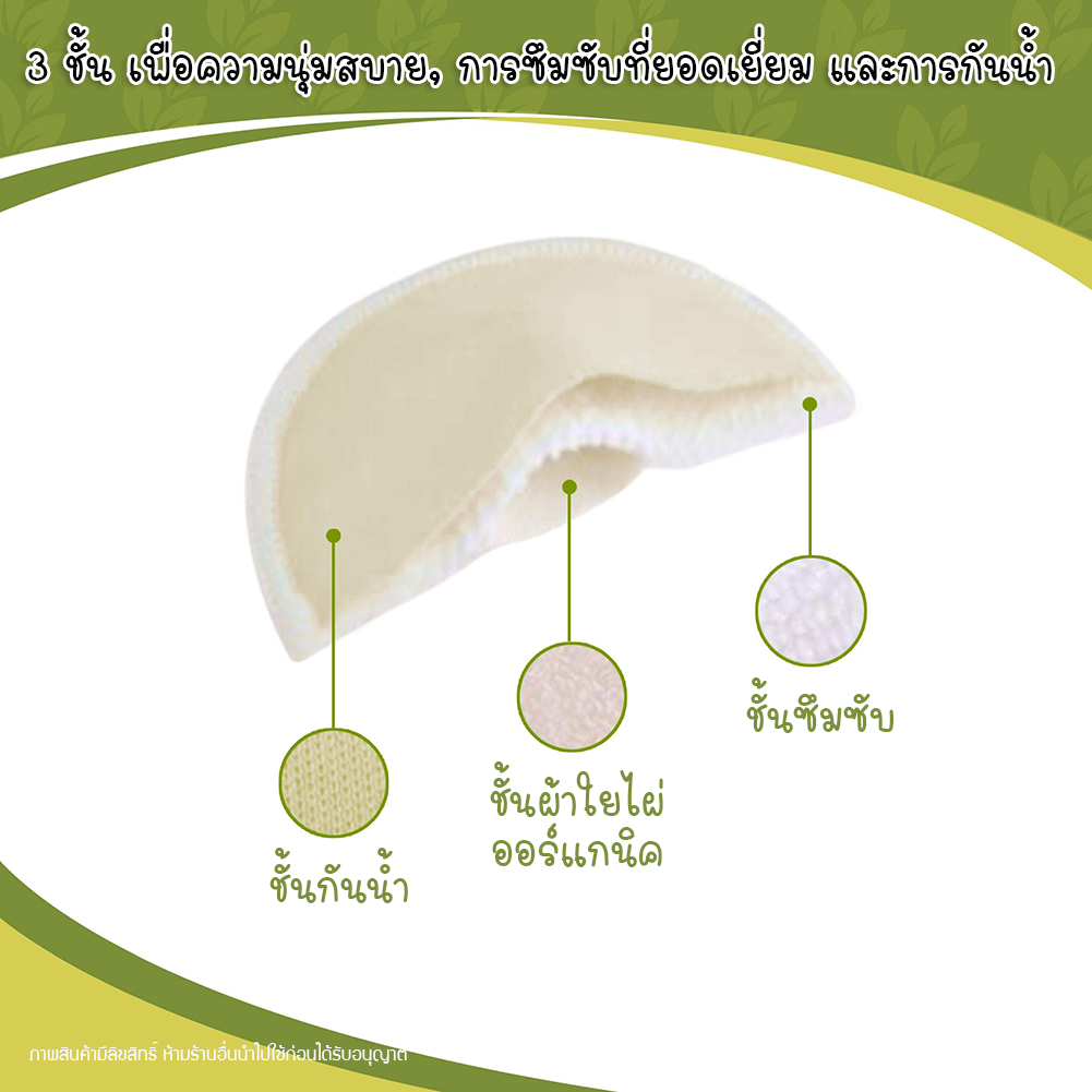 [แพคคู่] แผ่นซับน้ำนมแม่ แบบซักได้ ผ้าใยไผ่นุ่มนิ่ม มีชั้นกันน้ำนมซึม แผ่นซับน้ำนม NanaBaby Bamboo Fiber Washable Breast Pads