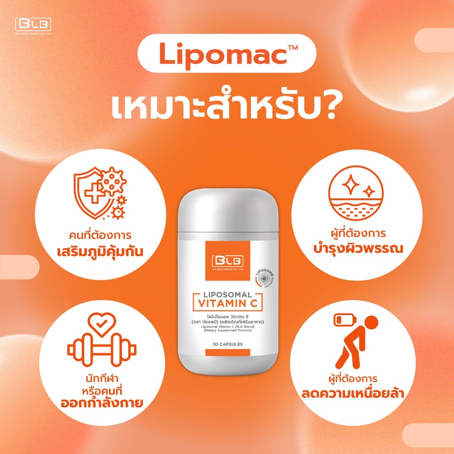 Lipomac เหมาะสำหรับ คนอยากเสริมภูมิ ดูแลผิว นักกีฬา คนเหนื่อยล้า