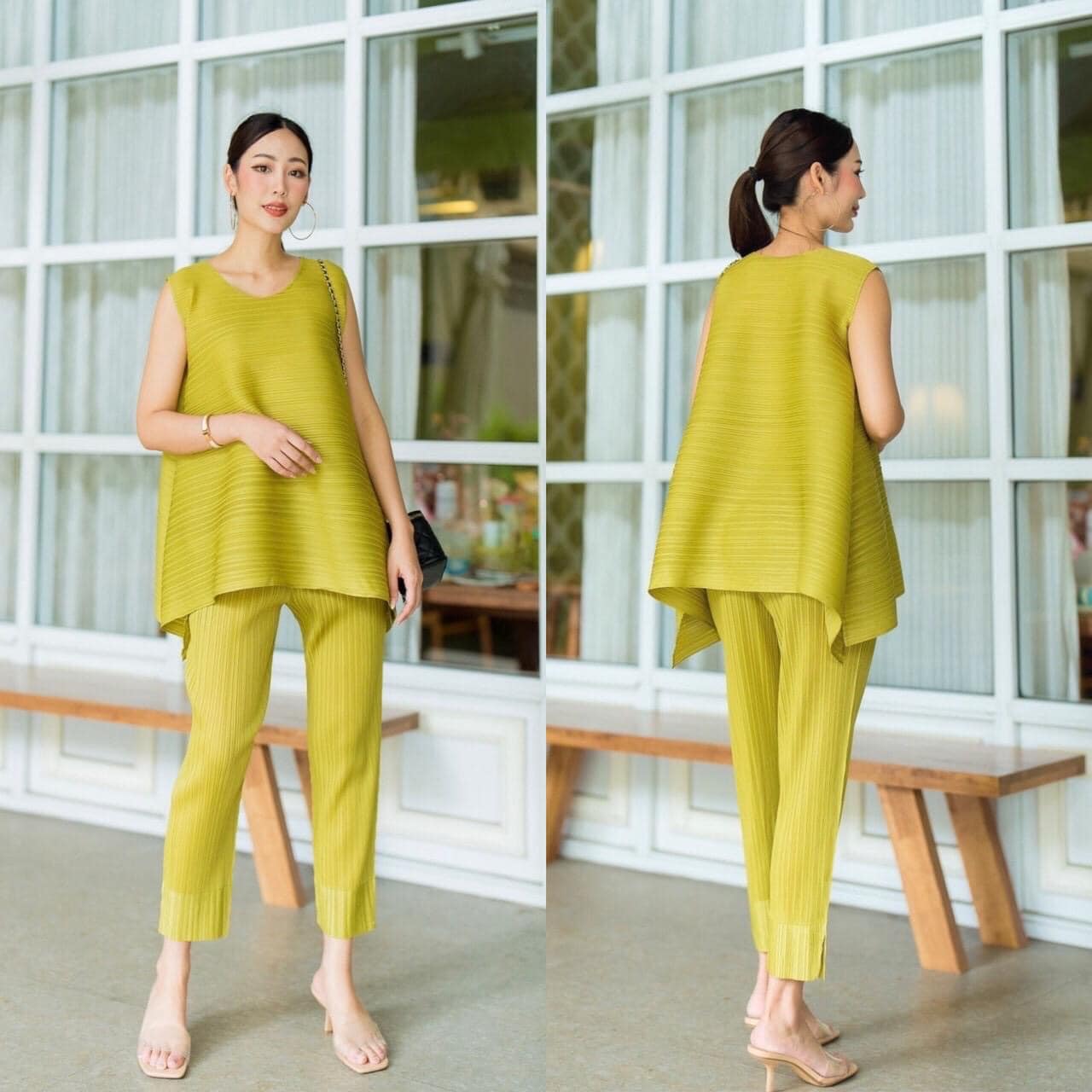 ชุดเซตผ้าอัดพลีท AA Premium ทรงสวย สีสด . สินค้าคุณภาพ (พร้อมส่ง)