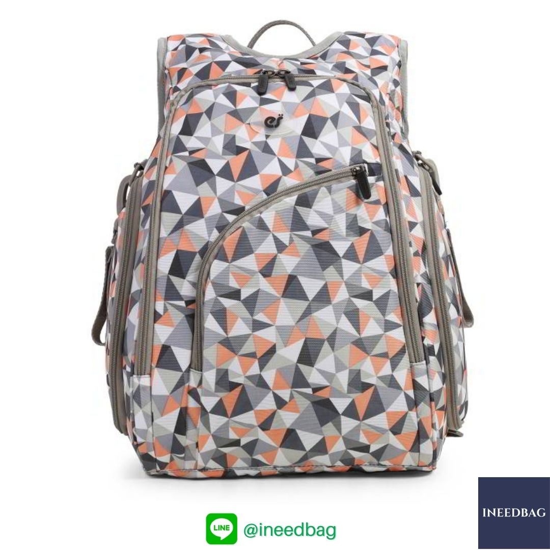 Ecosusi กระเป๋าคุณแม่ กระเป๋าสัมภาระคุณแม่ กระเป๋าแม่ลูกอ่อน แบบเป้ มาพร้อมแผ่นรองเปลี่ยนผ้าอ้อม, สายคล้องรถเข็น, ช่องเก็บความร้อน-เย็น, ช่องเก็บทิชชู่เปียก (Light Orange)