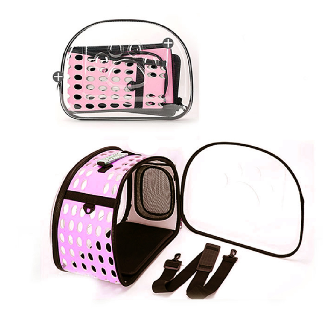 กระเป๋าสัตว์เลี้ยงสะพายข้าง Petsuka แบบโปร่งใส สีชมพู ขนาด S