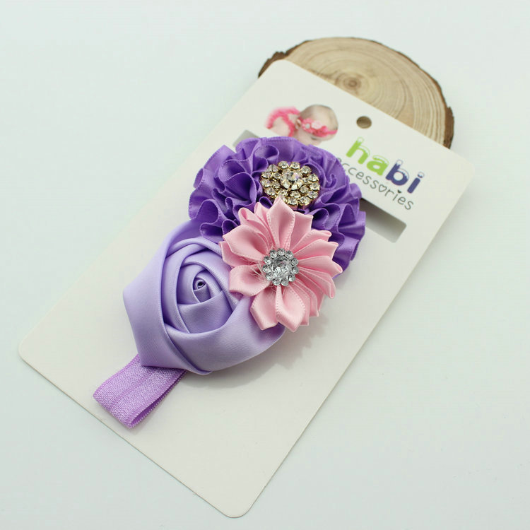 ผ้าคาดผมเด็กอ่อน เจ้าหญิงแสนน่ารัก งานระดับพรีเมี่ยม ดอกไม้ผ้าประดับเพชรสวยหรู