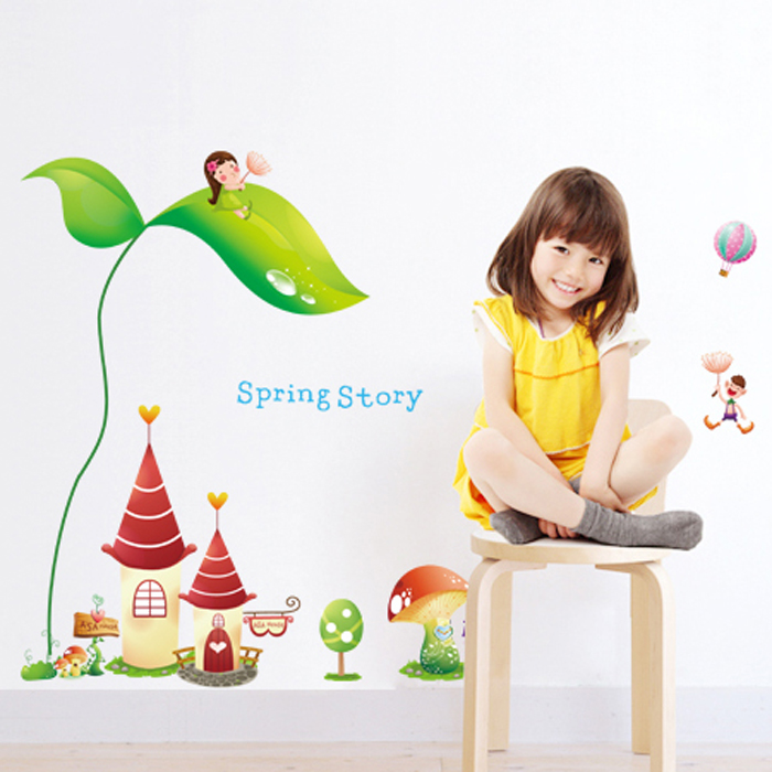 สติกเกอร์แต่งห้อง DIY กันน้ำ ลาย Spring Story ลอกออกแล้วติดซ้ำได้