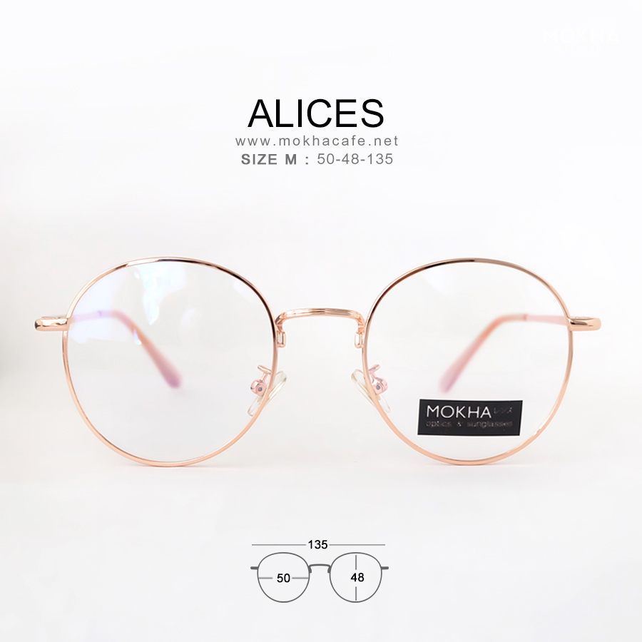 กรอบแว่น ALICES - rose gold pink กรอบโลหะทรงกลม กว้าง 135 มม.(sizeM) H48