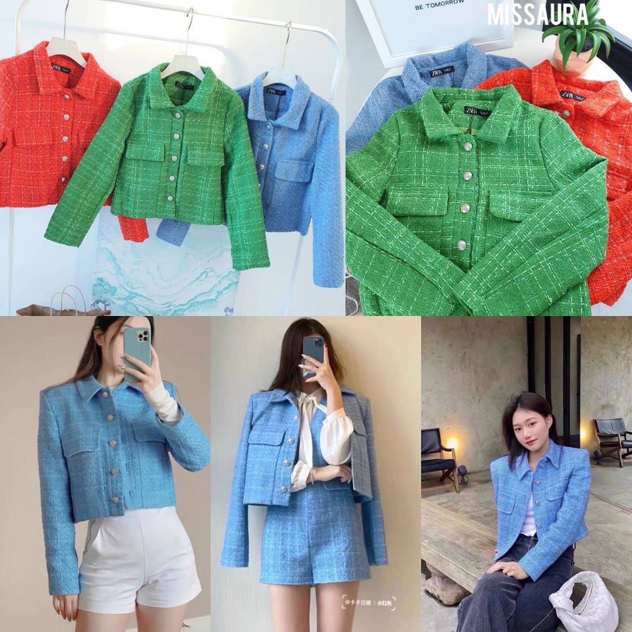 เสื้อคลุมเเขนยาวผ้าทวีตซาร่า กระดุมเงิน มีกระเป๋าสองข้าง ผ้าสวยหนา มีซับใน : สินค้าคุณภาพ (พร้อมส่ง)