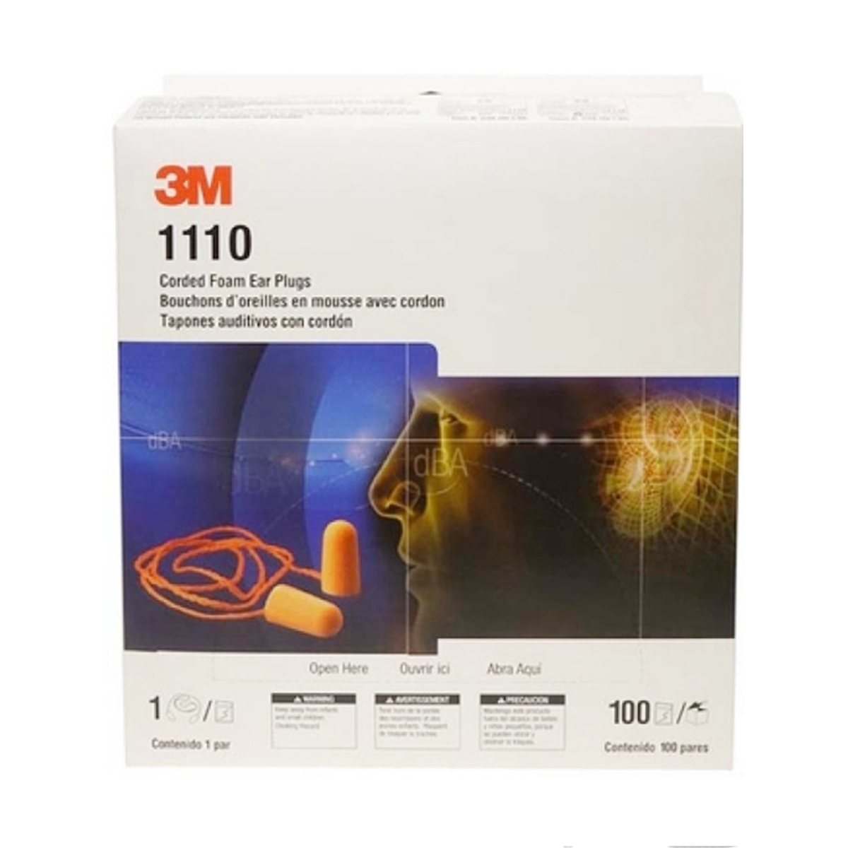3M รุ่น 1110 โฟมอุดหูแบบมีสาย กล่องละ 100คู่