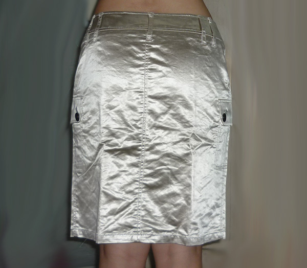 กระโปรงผ้ามันสีบร์อนทอง สวยเก๋จากญี่ปุ่น 29-34-17.5