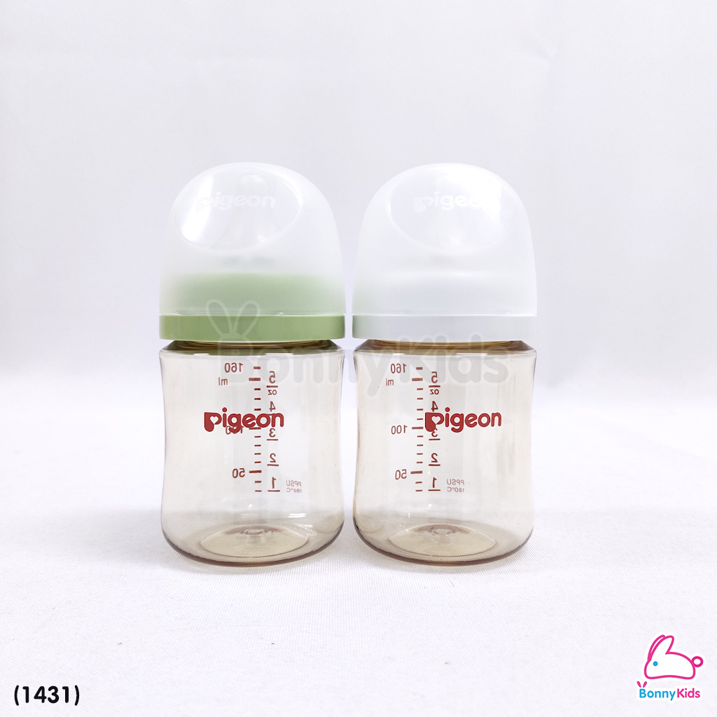 (1431) Pigeon (พีเจ้นท์) SofTouch PPSU ขวดคอกว้างสีชา 5oz แพ็ค 2 ขวด (0m+)