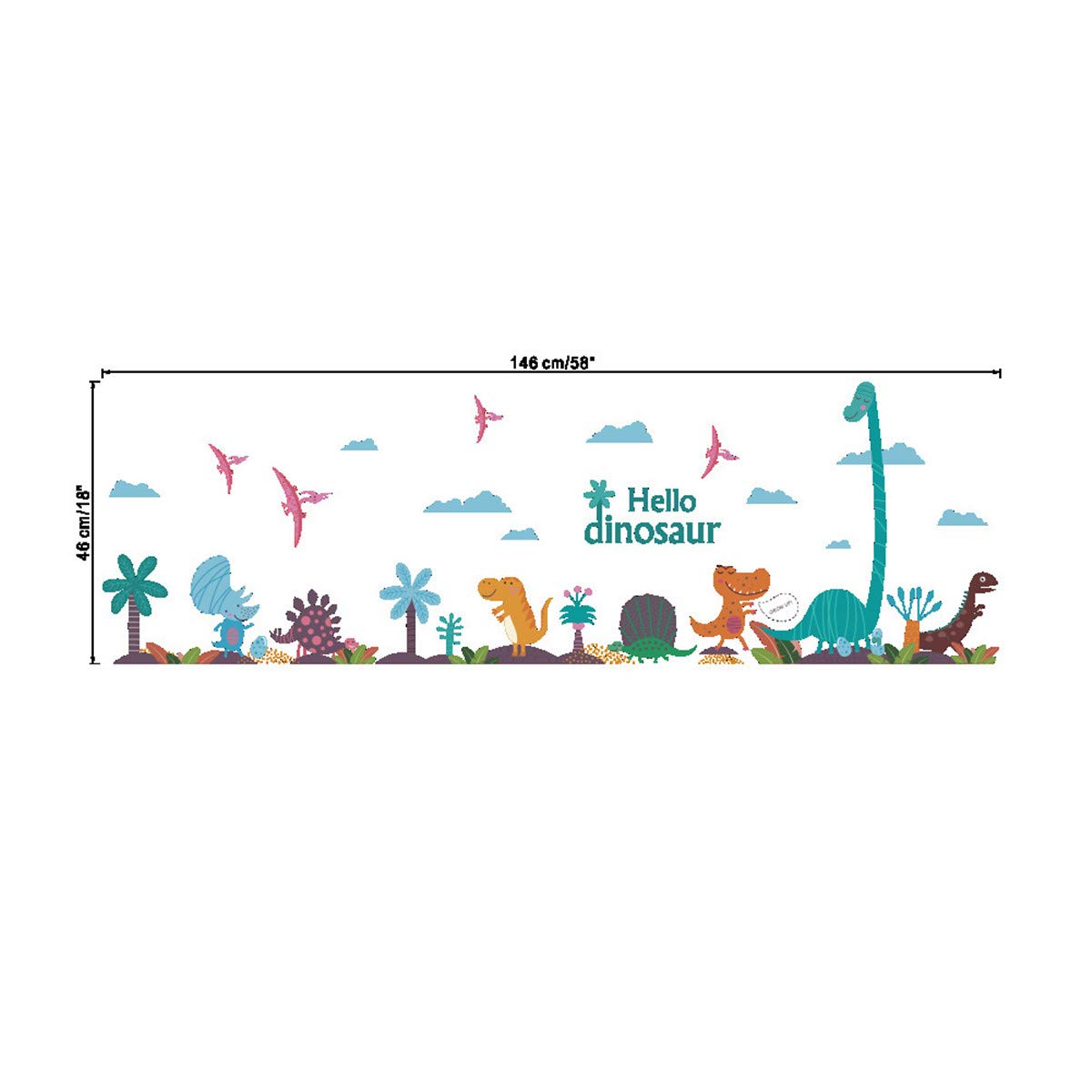 สติกเกอร์แต่งห้อง DIY ลายหมู่บ้านไดโนเสาร์ ลอกออกแล้วติดซ้ำได้