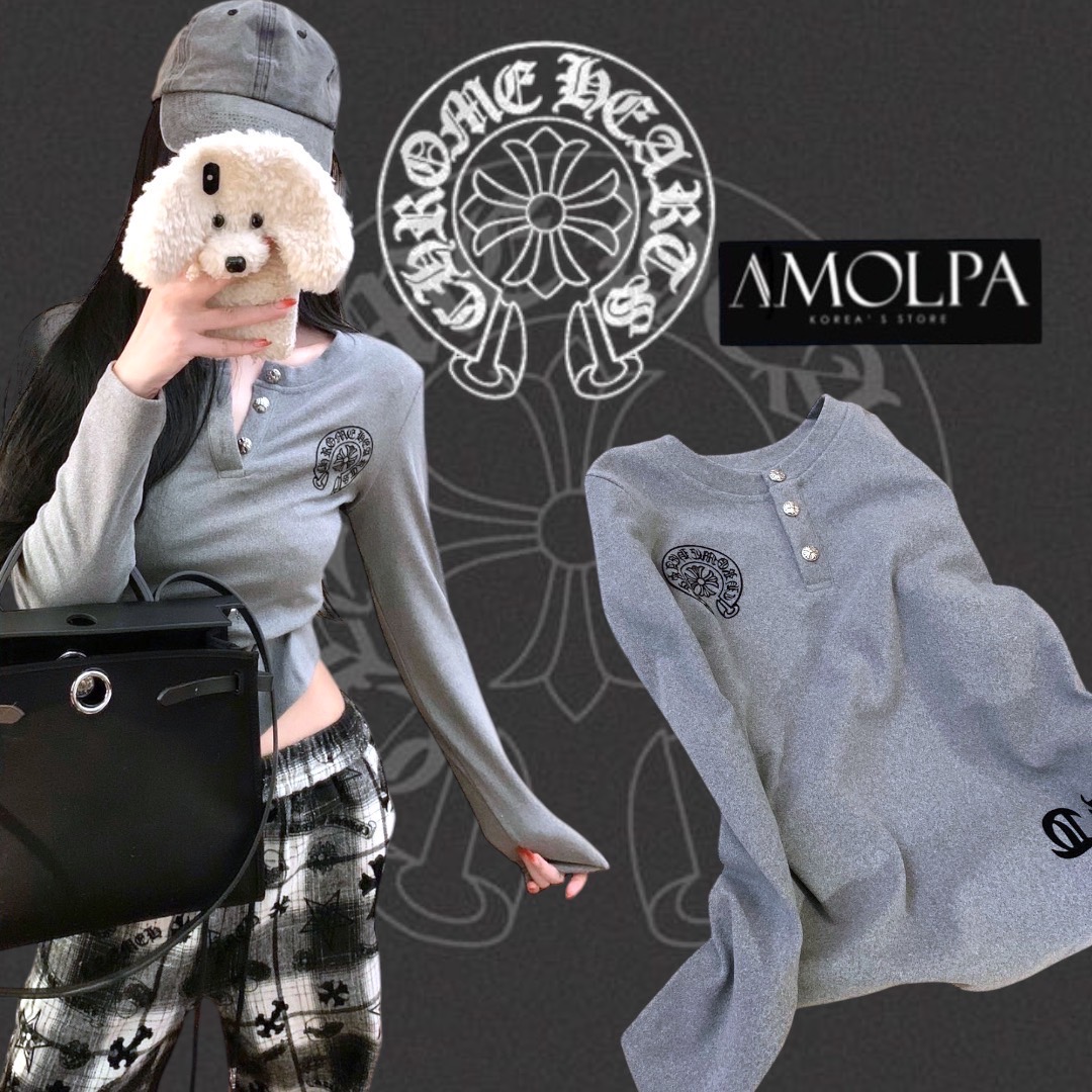 เสื้อแขนยาว CH ใหม่กระแทกช๊อปปปป งานสวยม๊ากกก ลายใหม่ สดใส งานน่ารักมาก ผ้าเด้ง. ใส่สบาย : สินค้าคุณภาพ (พร้อมส่ง)