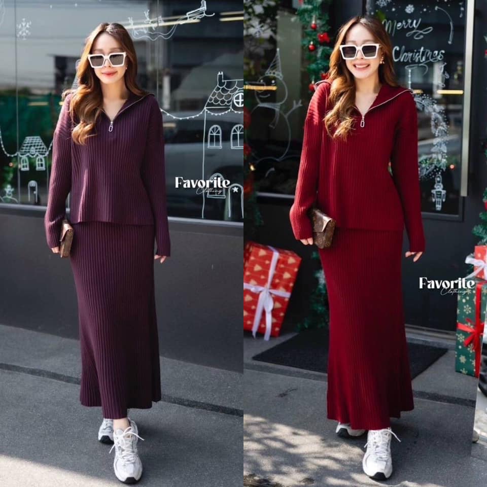 Set เสื้อ+กระโปรงไหมพรม ใส่สบาย : สินค้าคุณภาพ (พร้อมส่ง)