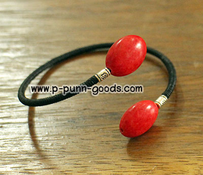 กำไลพันเชือกเทียน หินปะการังแดง