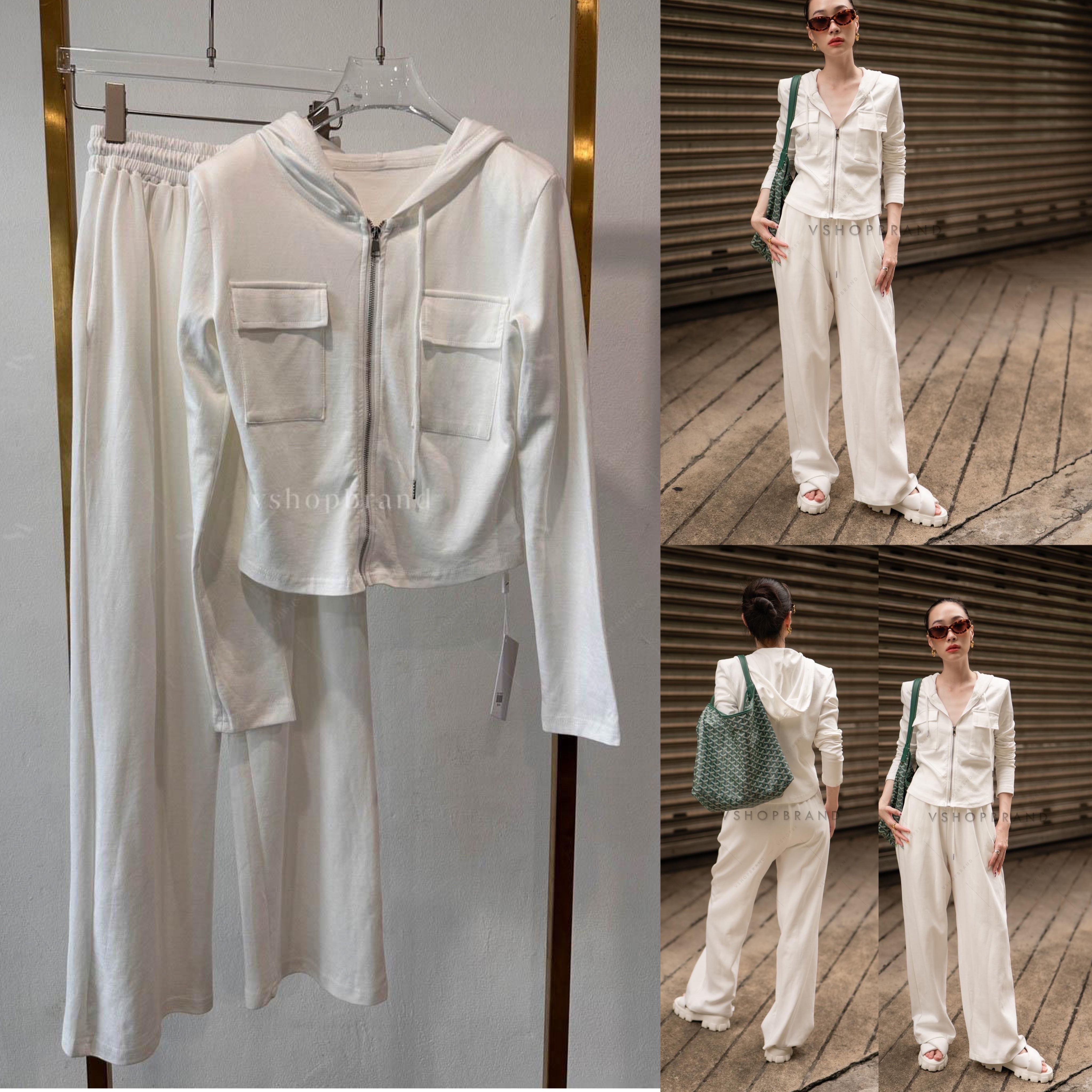 Set เสื้อฮู้ดแขนยาว กระเป๋าอก + ขายาว สินค้าคุณภาพ (พร้อมส่ง)