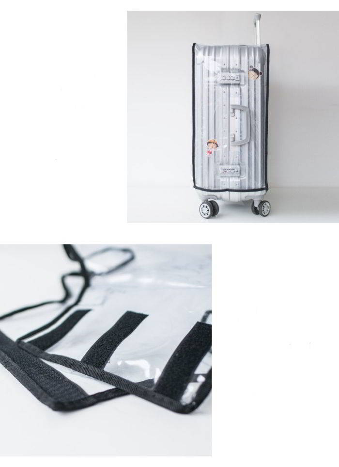 (PVC ใส ขอบผ้าดำ 26") ผ้าคลุมกระเป๋าเดินทาง ขนาด 26 นิ้ว ผลิตจาก PVC ใส กันเปื้อน กันรอย ทนทาน กันน้ำ