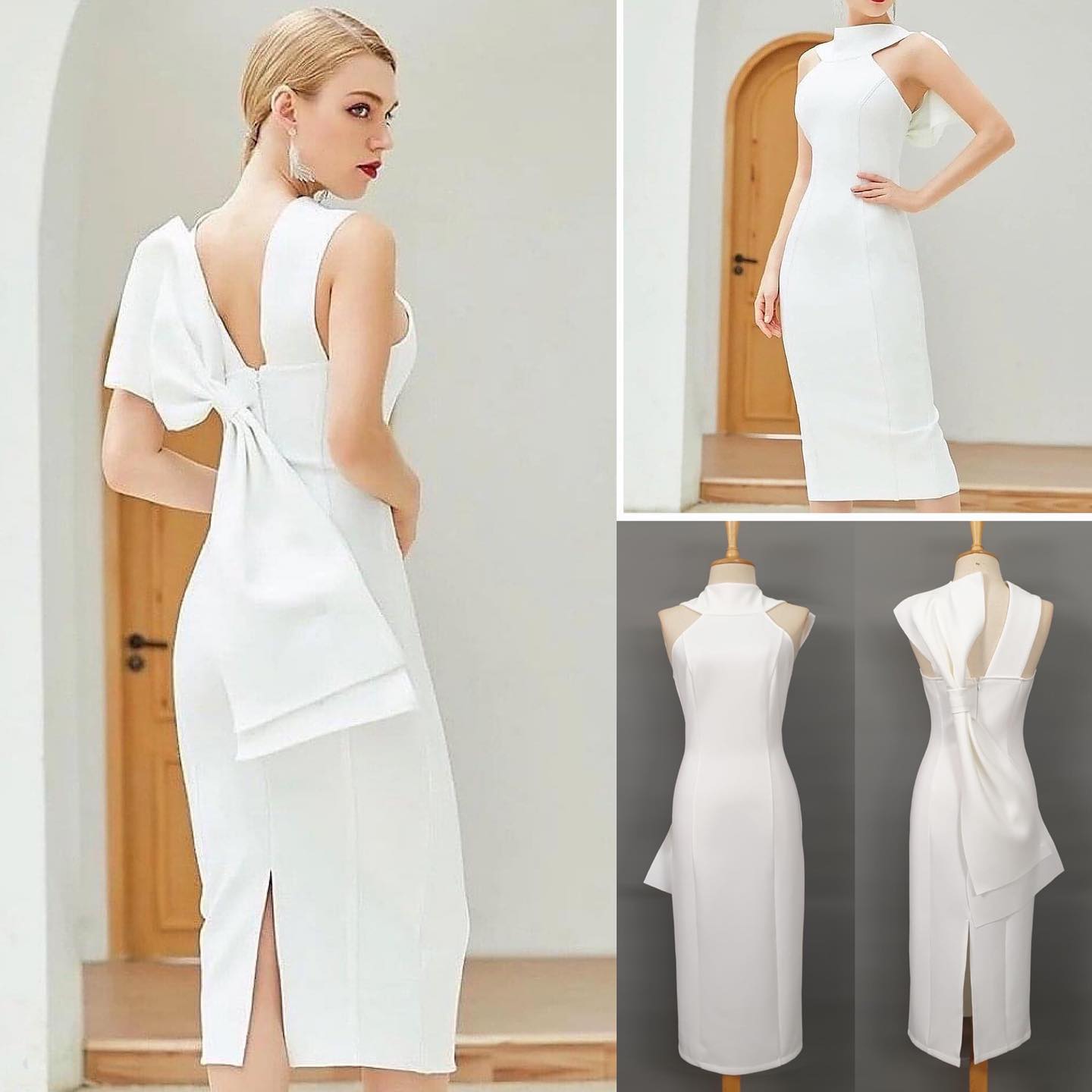 เดรสเสื้อคอปีนแขนกุด กระโปรงทรงสอบ แพทเทิร์นเข้ารูปใส่เก็บทรงสวยด้วยผ้าสคูบ้า ยืดหยุ่นใส่สบาย สินค้าคุณภาพ (พร้อมส่ง)