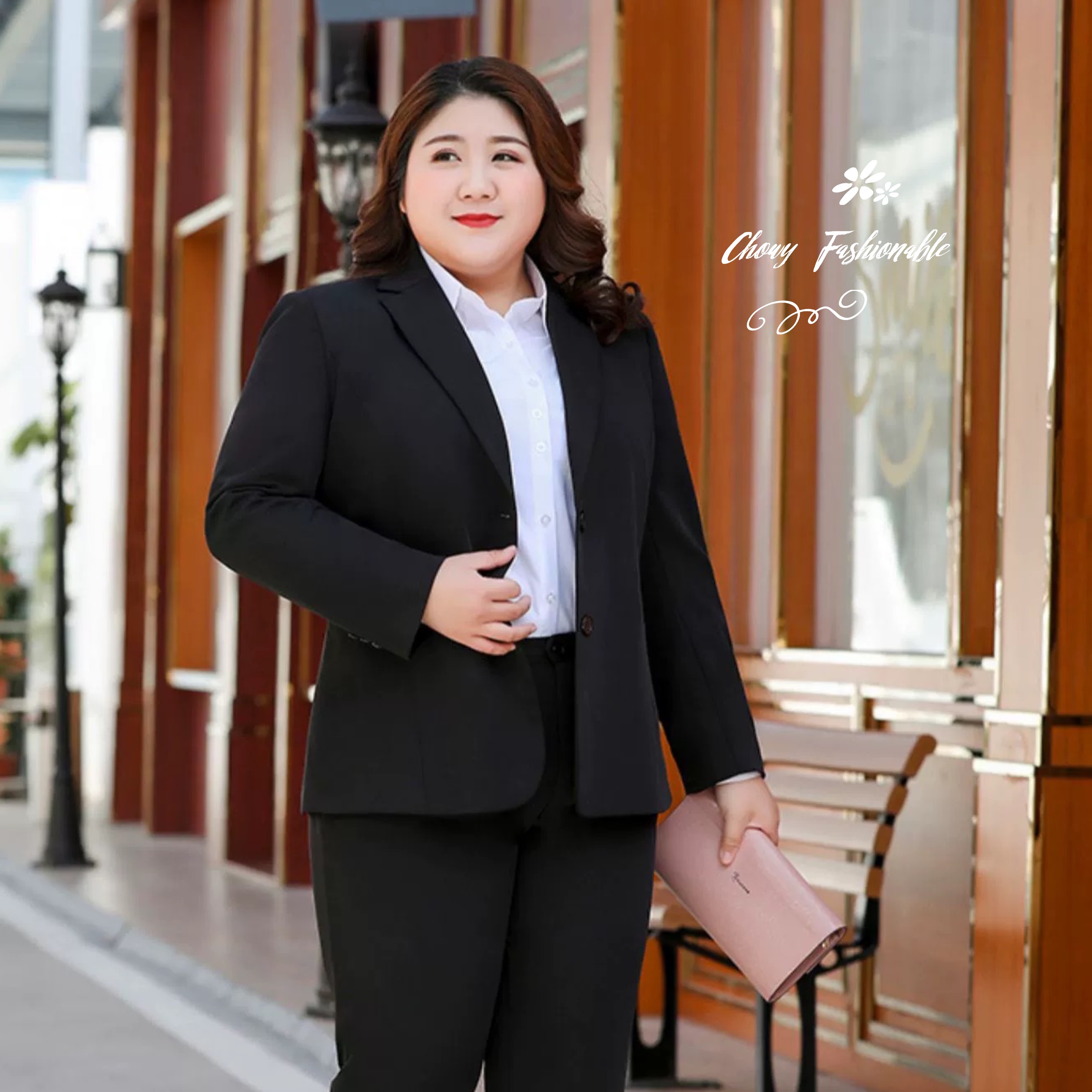 ชุดเสื้อสูทไซส์ใหญ่ 6XL-10XL รอบอก 42-50" เอว 36-42" เสื้อสูทผู้หญิงสาวอวบ สูทคนอ้วน กางเกงสูท กระโปรสูท ผู้หญิงไซส์ใหญ่ FF0342BL