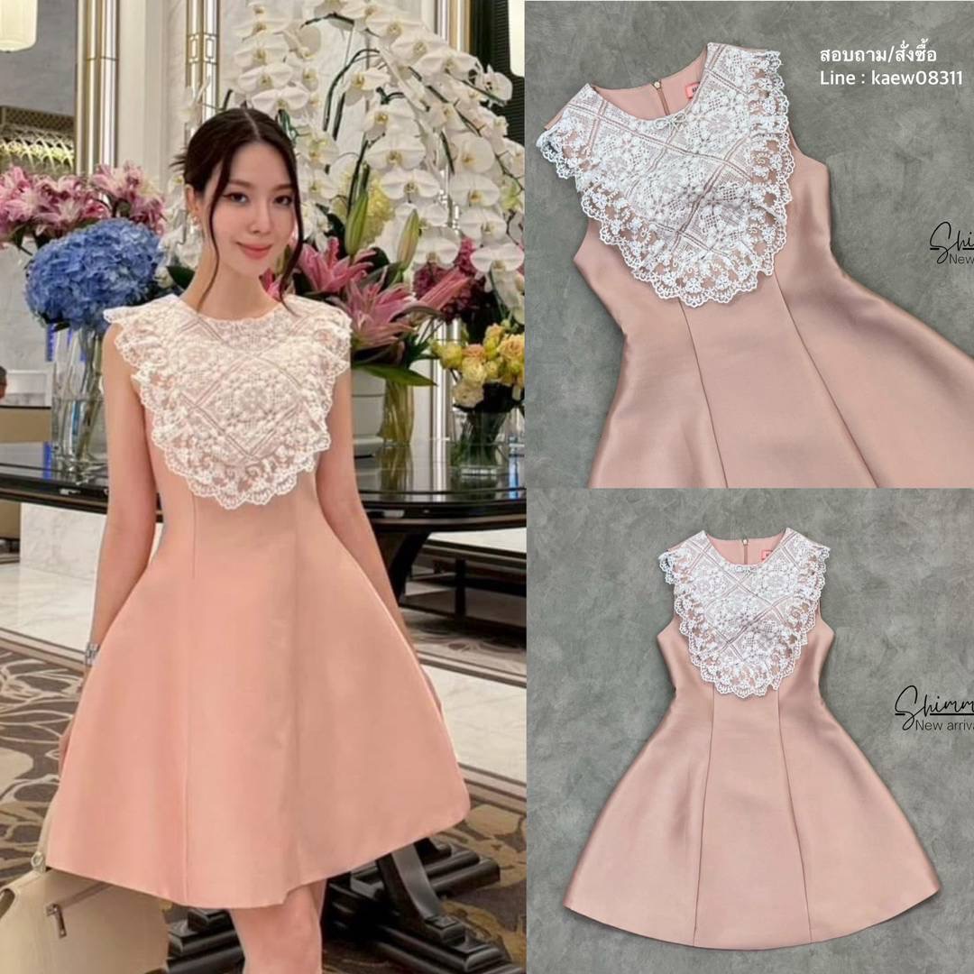 มินิเดรสแต่งลูกไม้ ดีไซน์สวยน่ารักให้ลุคคุณหนูสุดๆ ใส่สบาย : สินค้าคุณภาพ (พร้อมส่ง)