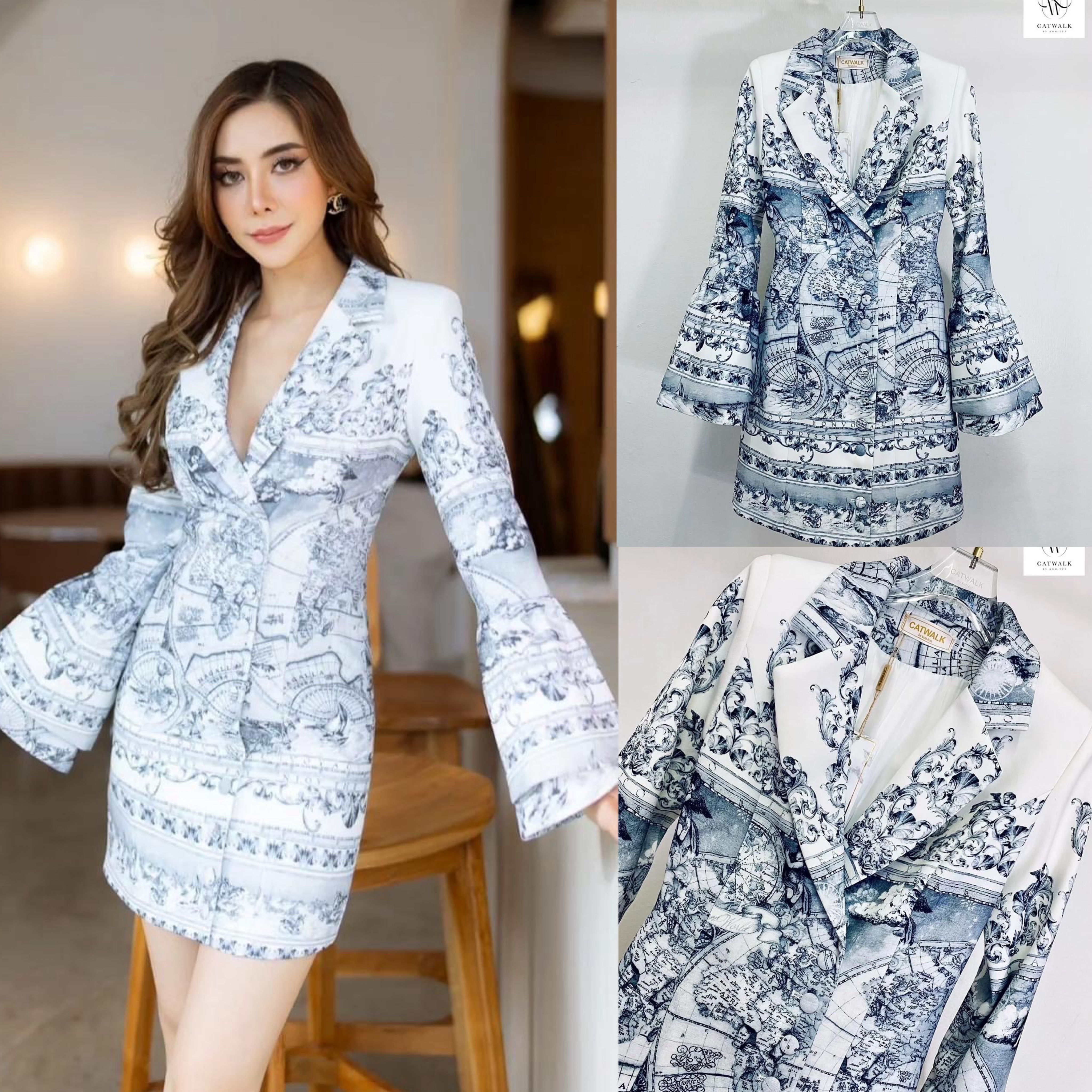 มินิเดรสปริ้นส์ลายกราฟฟิกเล่นโทนสีได้อย่างลงตัว ตัวชุดเป็นทรงเข้ารูป .ใส่สบาย สินค้าคุณภาพ (พร้อมส่ง) .