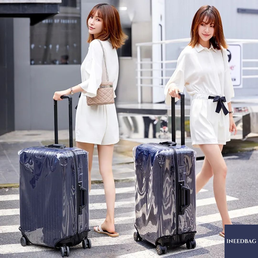 (PVC 26" ซิปเปิด-ปิด ขอบใส) ผ้าคลุมกระเป๋าเดินทาง ขนาด 26 นิ้ว เปิด/ปิด ด้วยซิป ผลิตจาก PVC ใส หนาขึ้น ไม่มีตะเข็บ ก้นกระเป๋ามีตีนตุ๊กแกใหญ่ และยางยืด 2 เส้นช่วยยึดกระเป๋าให้กระชับขึ้น