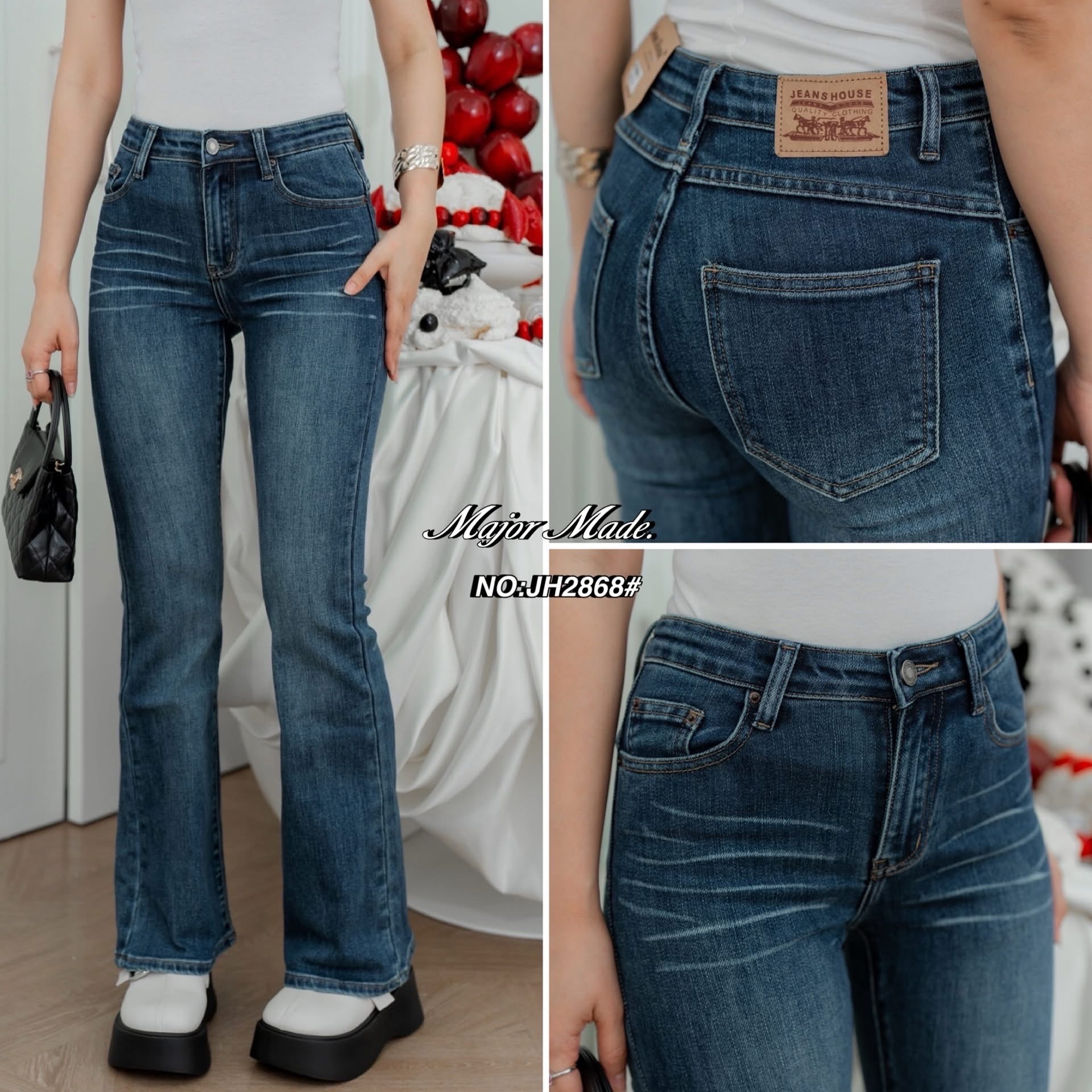 กางเกงยีนส์ขาม้ายาว รุ่นนี้ขอบอกเลยผ้านิ่มมากๆๆ (ผ้ายืด) ใส่ทรงเป๊ะเข้ารูป ปลายขาเก็บสวย ใส่สบาย : สินค้าคุณภาพ (พร้อมส่ง)