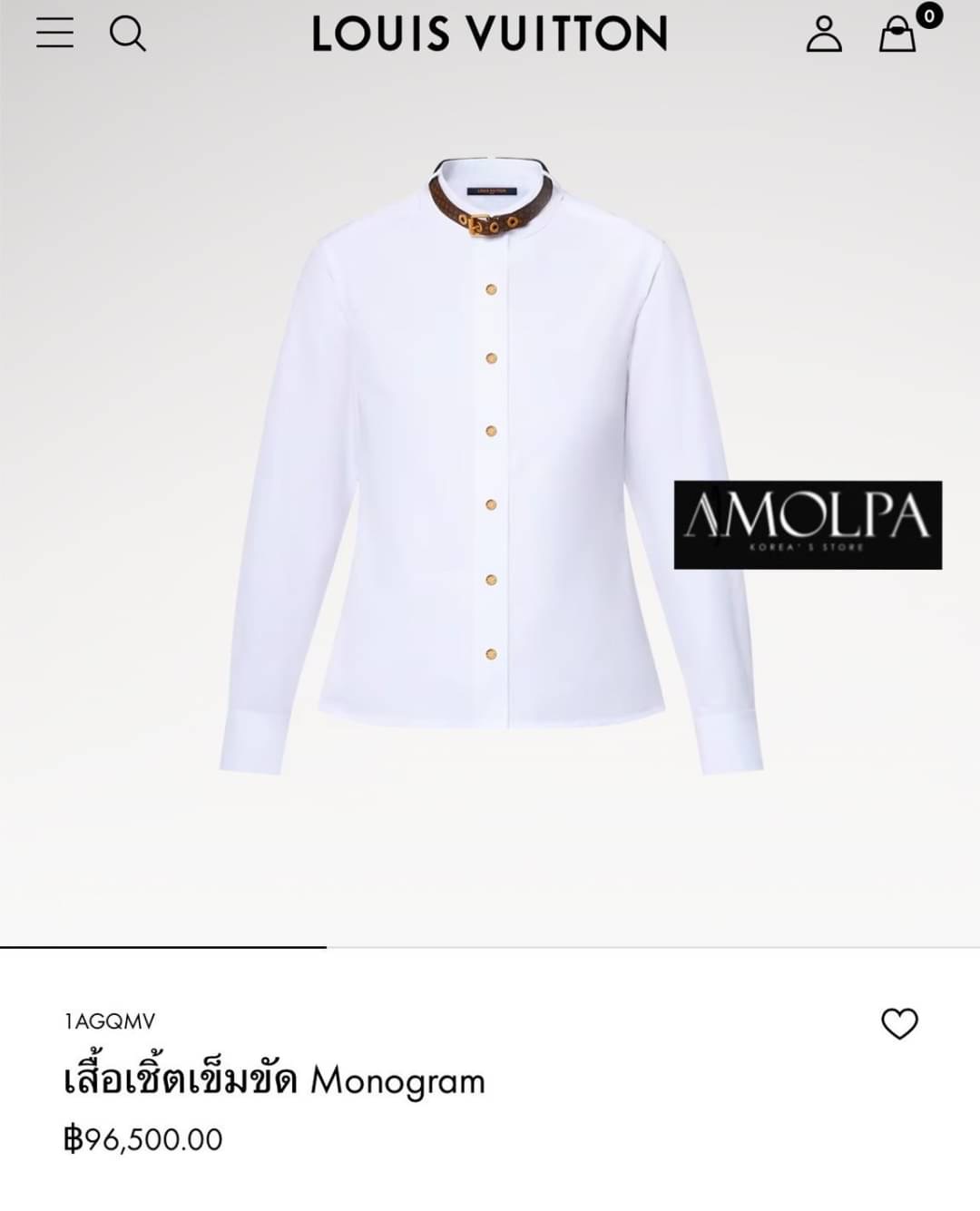 เชิ้ต LV งาน hiend ( ช่วงคอมี เข็มขัดหนังMonogram ถอดเข้า-ออก ได้ ) สวยหรู ดูแพง ใส่ออกงาน ใส่สบาย : สินค้าคุณภาพ (พร้อมส่ง)