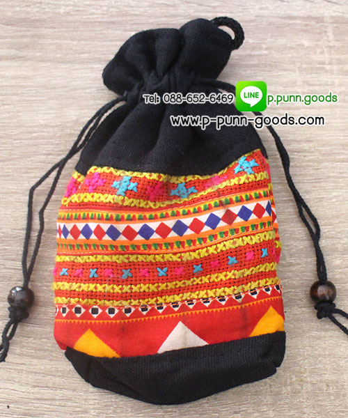 กระเป๋าหูรูดใบเล็ก (งานผ้าชาวเขา Upcycled)