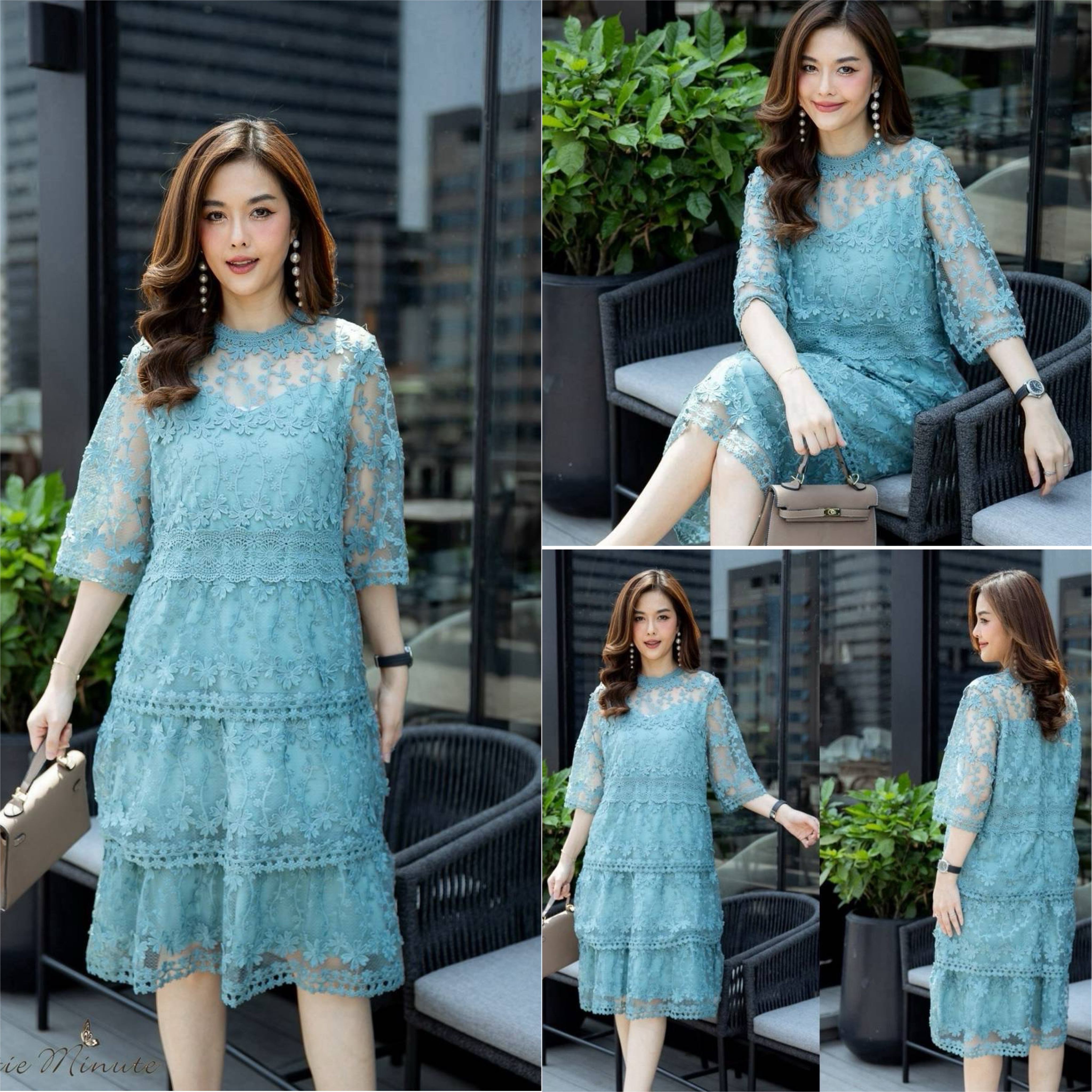 เดรสลูกไม้ผ้าออแกนซ่า ทำระบายเป็นชั้นๆ เดรสมีซับในทั้งตัว ซิปซ่อนด้านหลังง่ายต่อการสวมใส่ ใส่สบาย : สินค้าคุณภาพ (พร้อมส่ง)