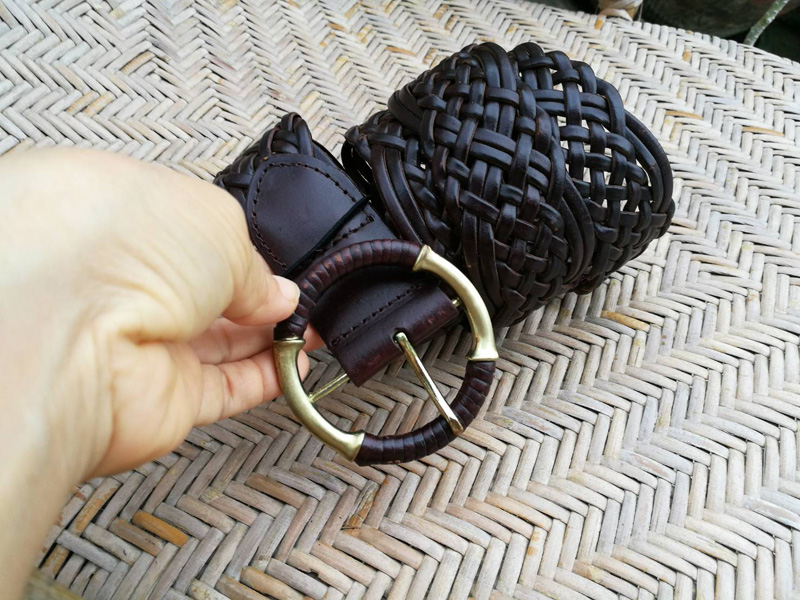 เข็มขัดหนังแท้สานขัด